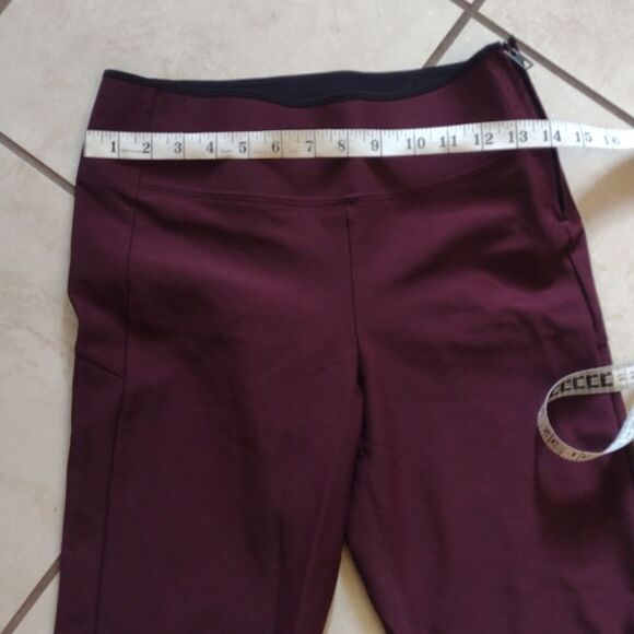 Athleta Interstellar Tight maroon red pants w split leg zip side high rise 2 - Picture 6 of 9